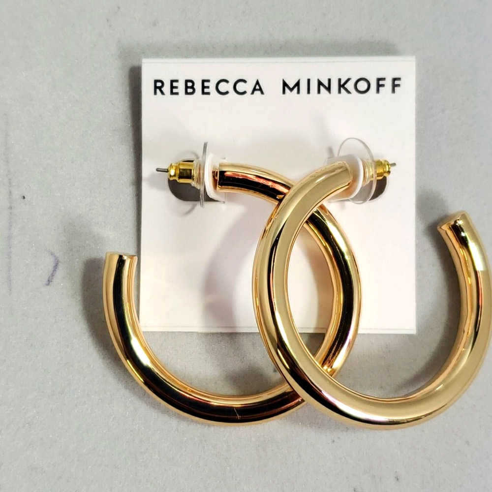 Rebecca Minkoff 2 pair of gold and silver hoop ear - Picture 3 of 4